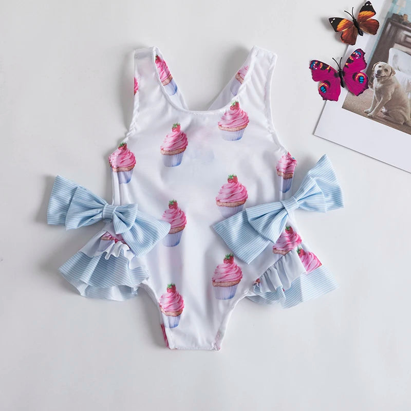 Baby Girls Swim Summer Bikini Set Cute Floral Toddler Kids Swimming Suits One-Piece Beach Wear Summer Sunbeach Swimsuit