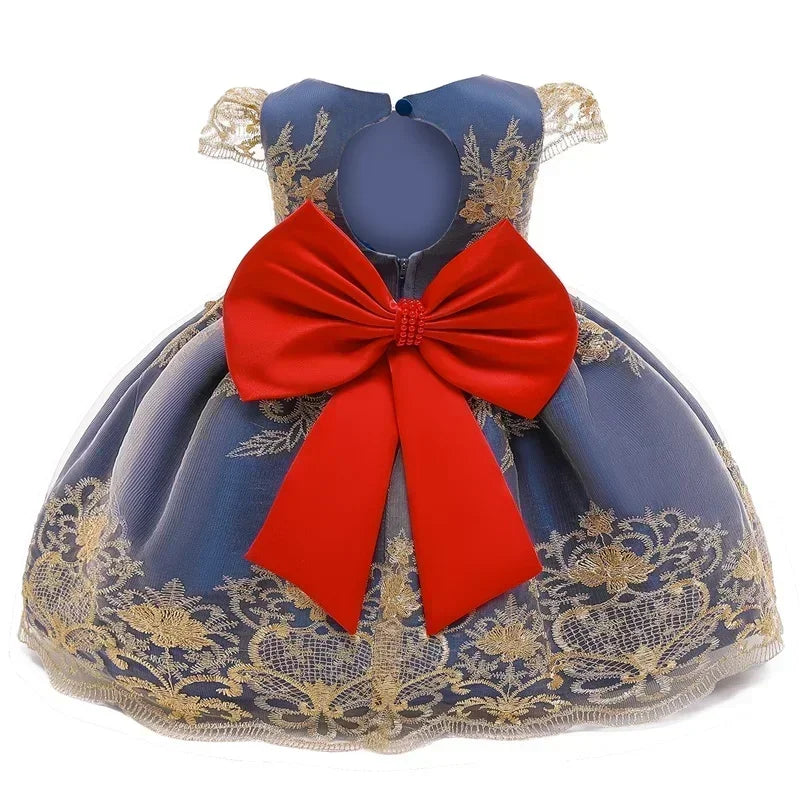 Kids Dresses for Girls 2024 New Flower Lace Princess Dresses Formal Evening Elegant Prom Gown Vintage Embroidery Luxury Dress