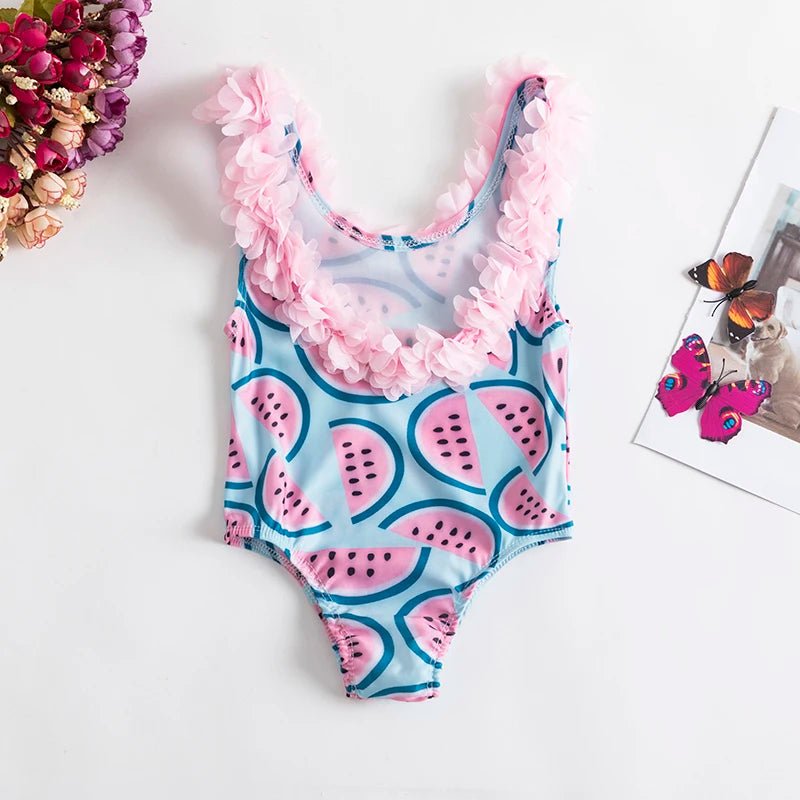 Baby Girls Swim Summer Bikini Set Cute Floral Toddler Kids Swimming Suits One-Piece Beach Wear Summer Sunbeach Swimsuit