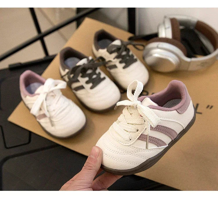 Kids Running Shoes Toes Capped Anti-kicked 2025 New Fashion Boys Girls Casual Shoes Striped Trendy Children Sports Shoe Non-slip