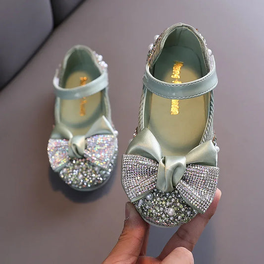 Fashion Children's Sandals 2025 Spring Summer Shining Flowers Sweet Girl Princess Shoes Dance Performance Kids Sandals