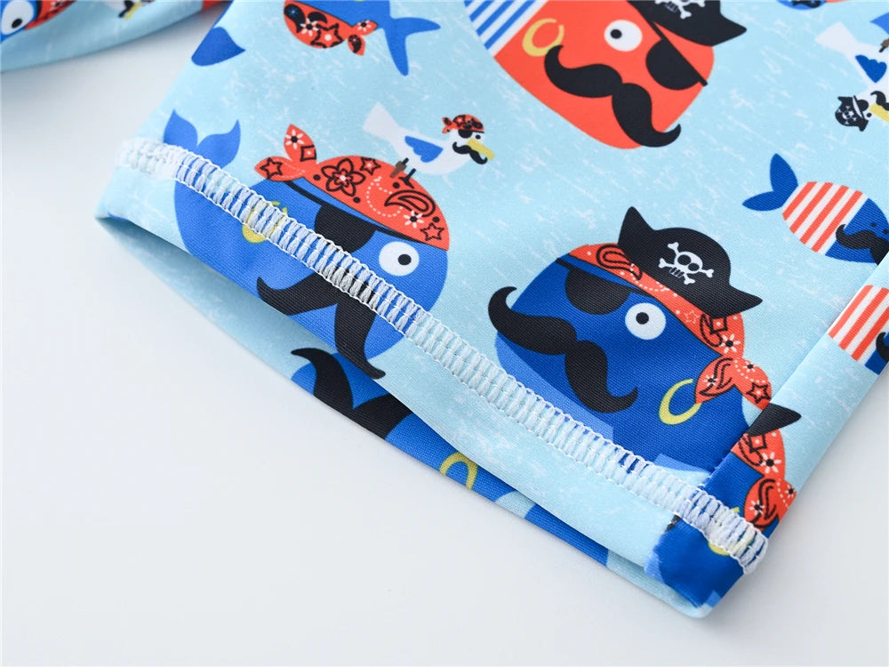 Kids Boy Swimsuit Cool Print 2 Pcs/lot 1-7 Years Summer Children Board Shorts Children Boys Swimwear Beach Surfing