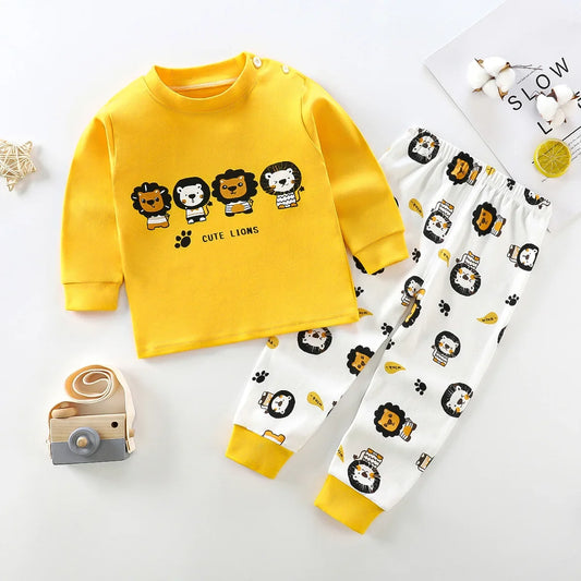 Toddler Boys Underwear Set Cotton Lettering  Long Sleeve Top And Matching Pants Pajama Set