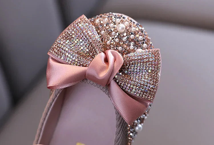 Fashion Children's Sandals 2025 Spring Summer Shining Flowers Sweet Girl Princess Shoes Dance Performance Kids Sandals