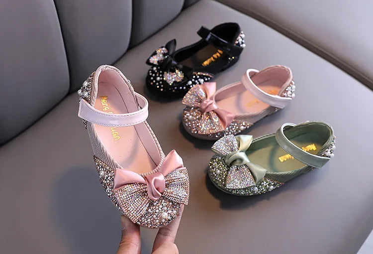 Fashion Children's Sandals 2025 Spring Summer Shining Flowers Sweet Girl Princess Shoes Dance Performance Kids Sandals