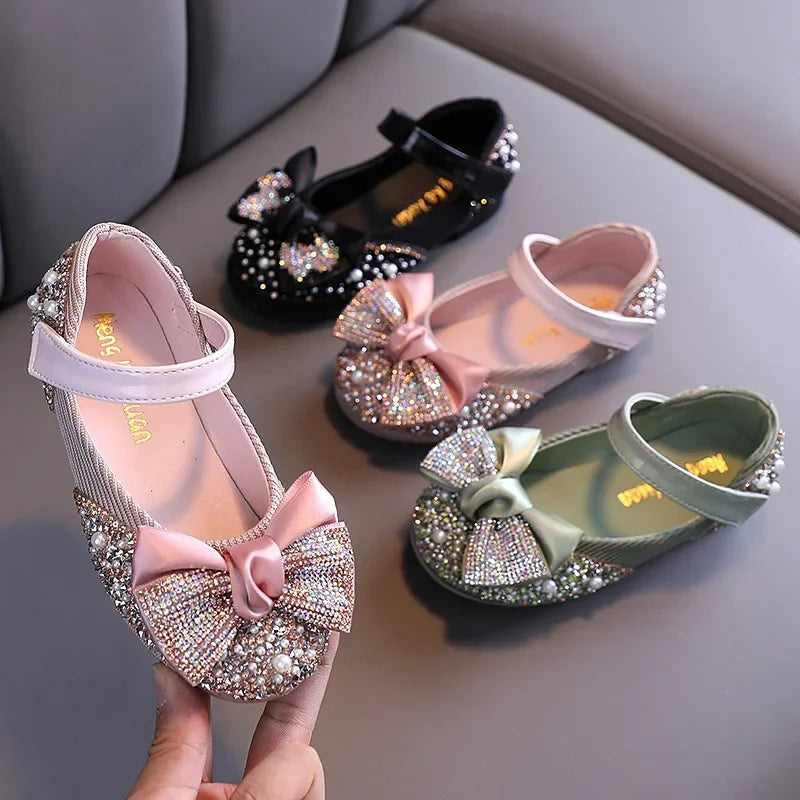 Fashion Children's Sandals 2025 Spring Summer Shining Flowers Sweet Girl Princess Shoes Dance Performance Kids Sandals