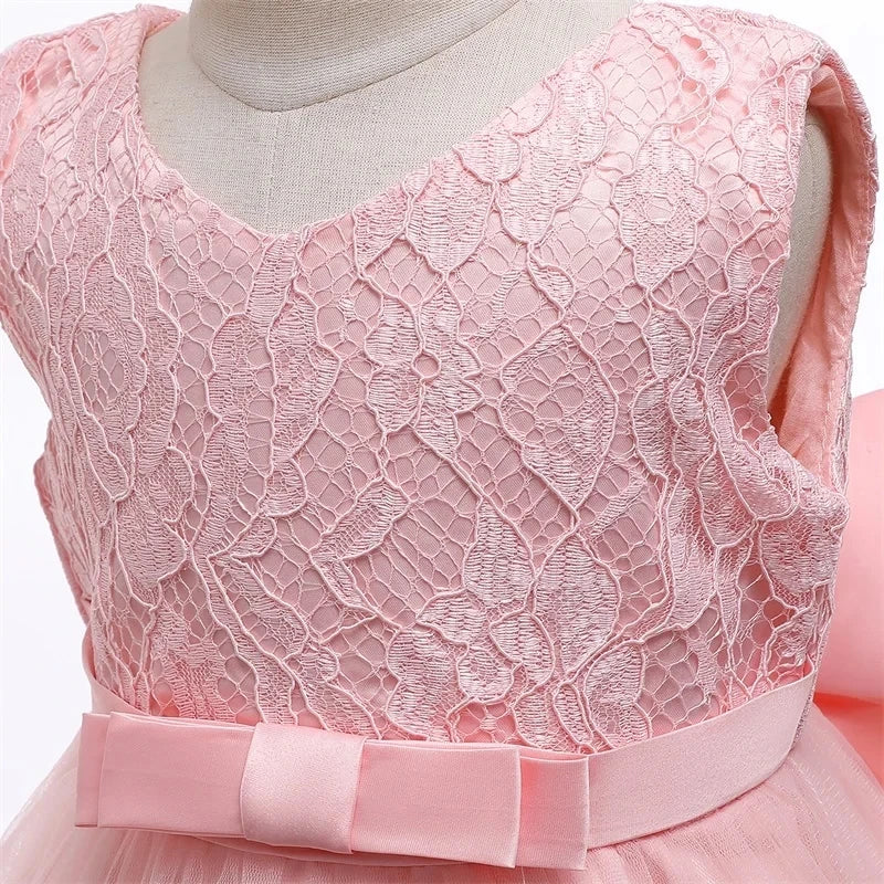 Children's Elegant Dresses For Girls Baby 1st Birthday Party Dress Girls Princess Skirt Kids Lace Vestidos 0-24Months