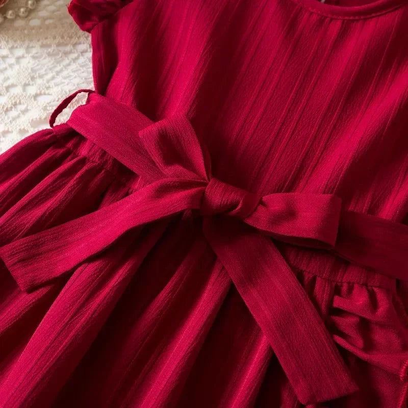 2025 New Summer Dress for Girls 3-8 Years Ruffles Casual Kids Princess Dresses Tulle Stripe Birthday Baby Girls Dress