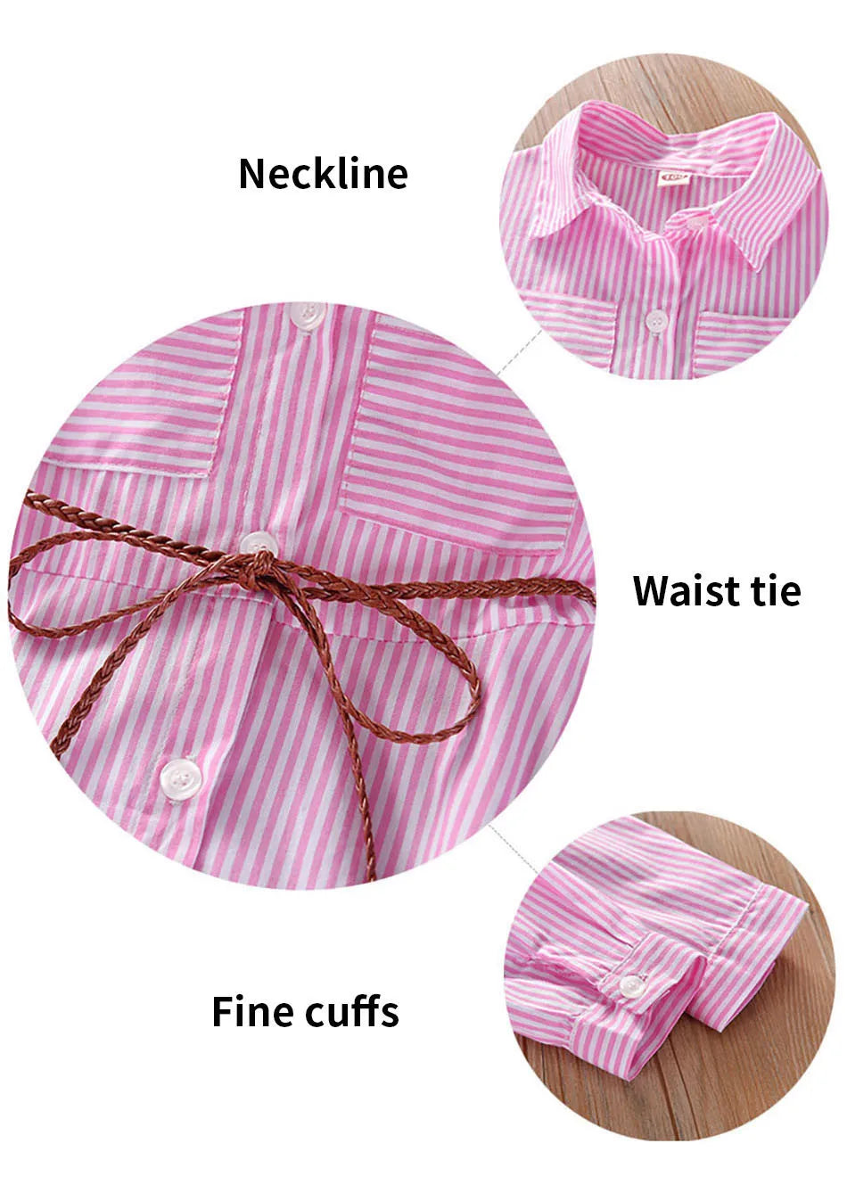 Girls Striped Shirt Dress New Fashion with Stripes Comfortable and Classic Dress for Spring and Autumn Wear Girls Casual Dresses