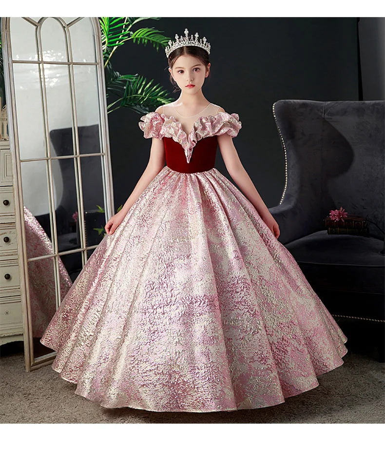 Kids Pageant Dresses for Girls 2 6 To 8 10 14 Years Children Long Dress Party Evening Elegant Luxury Gown Formal Occasion Frock