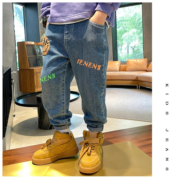 IENENS Boys Jeans Pants Child Denim Long Pants Spring Autumn Clothes 4-11 Years Kids Casual Trousers Young Boy Stretch Jeans