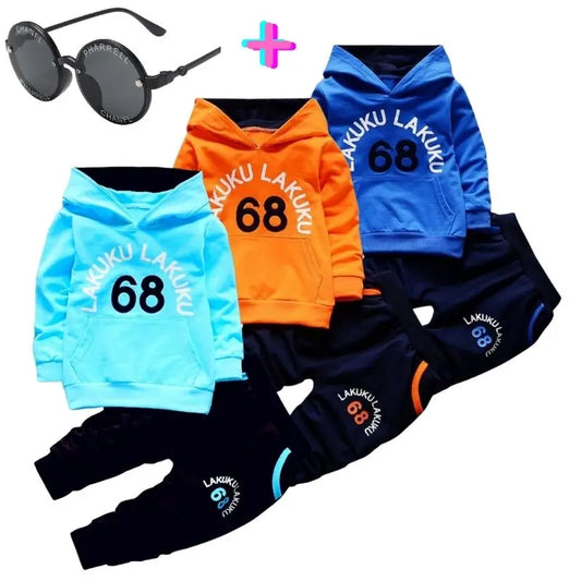 Boy's Clothing Set Match Sunglasses 3pcs Outfit Ropa Baby Kids Sweatshirt Boys Tracksuit Fashion Active Hoodie Sport Suits