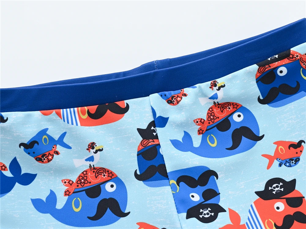 Kids Boy Swimsuit Cool Print 2 Pcs/lot 1-7 Years Summer Children Board Shorts Children Boys Swimwear Beach Surfing
