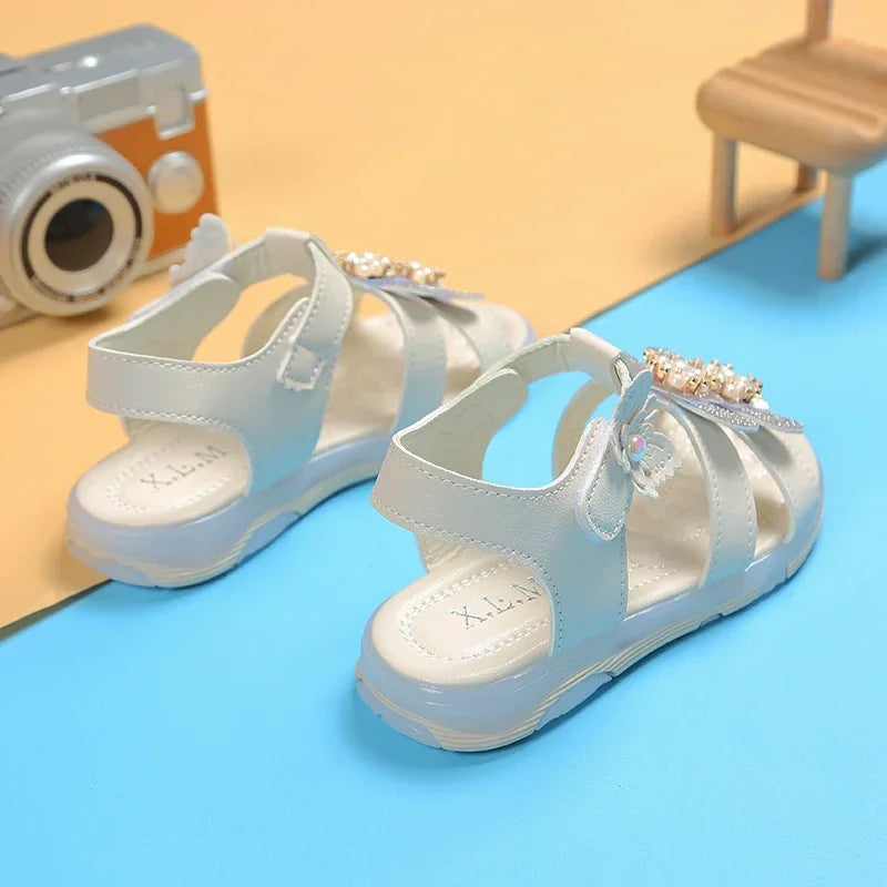 Kids Baby Girl Summer Sandals New Style PU Leather Flats Sole Children Fashion Slipper Shoes Size 21-30