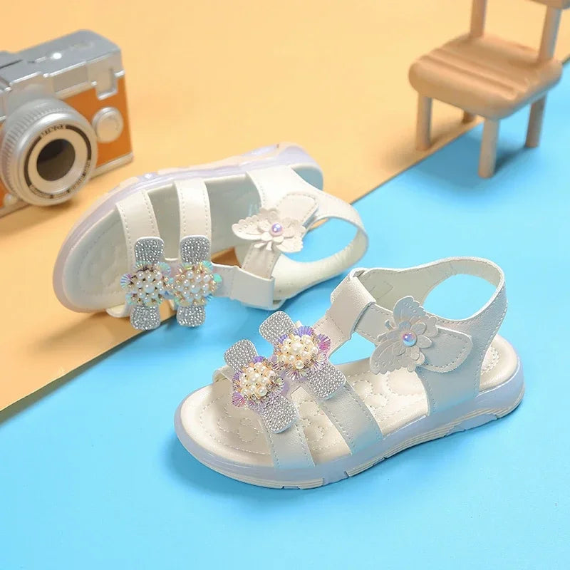 Kids Baby Girl Summer Sandals New Style PU Leather Flats Sole Children Fashion Slipper Shoes Size 21-30
