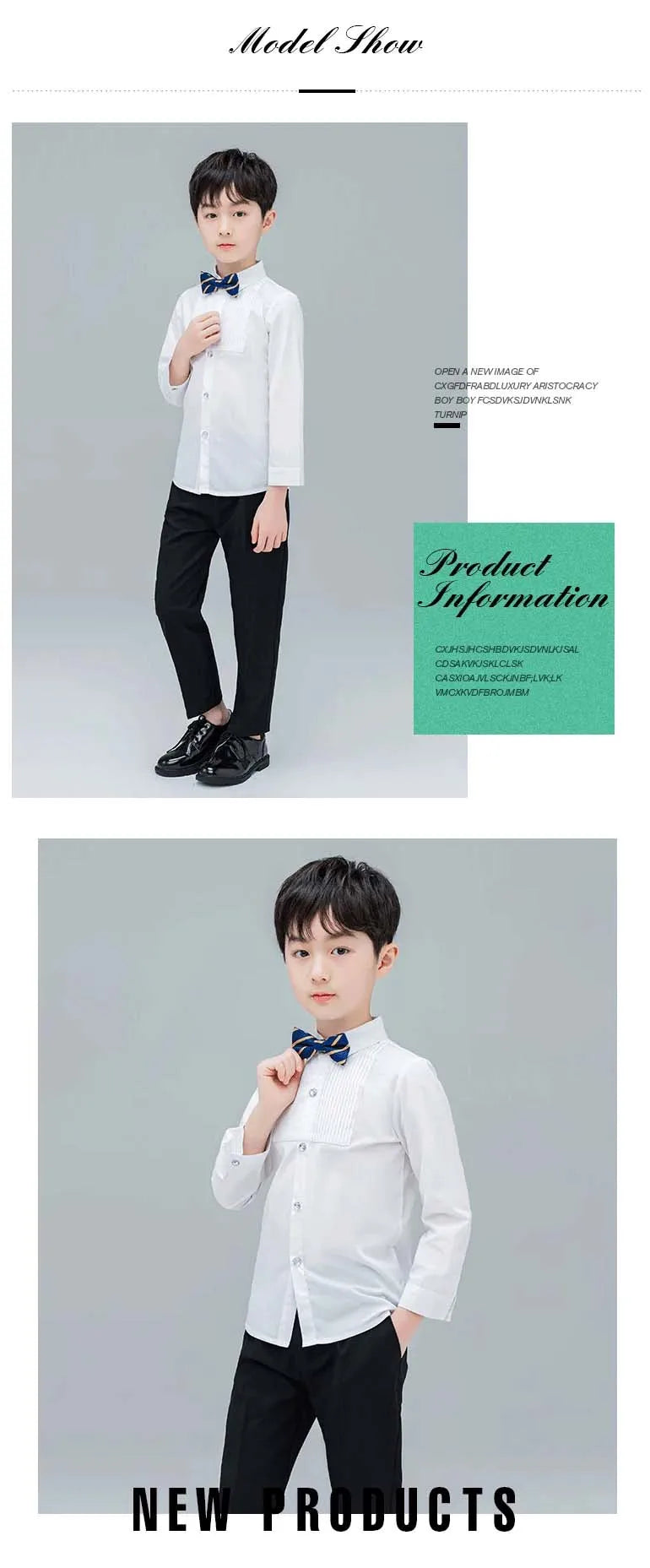 Baby Toddler Teenage Clothes School Uniform Boy Shirts White Different Sleeve Turn-down Collar Kids Shirt For Boys Children Tops