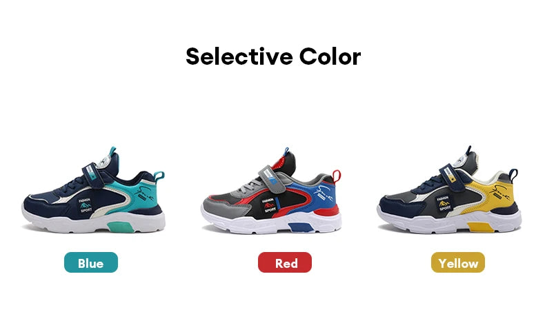 Kids Fashion Sport Casual Sneakers for Boys Leather Upper Children's Outdoor Lightweight Shock-Absorbing Running Shoes