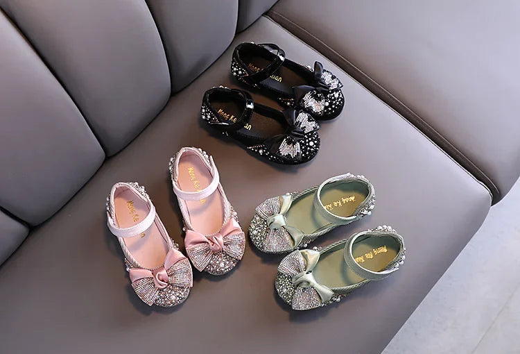 Fashion Children's Sandals 2025 Spring Summer Shining Flowers Sweet Girl Princess Shoes Dance Performance Kids Sandals