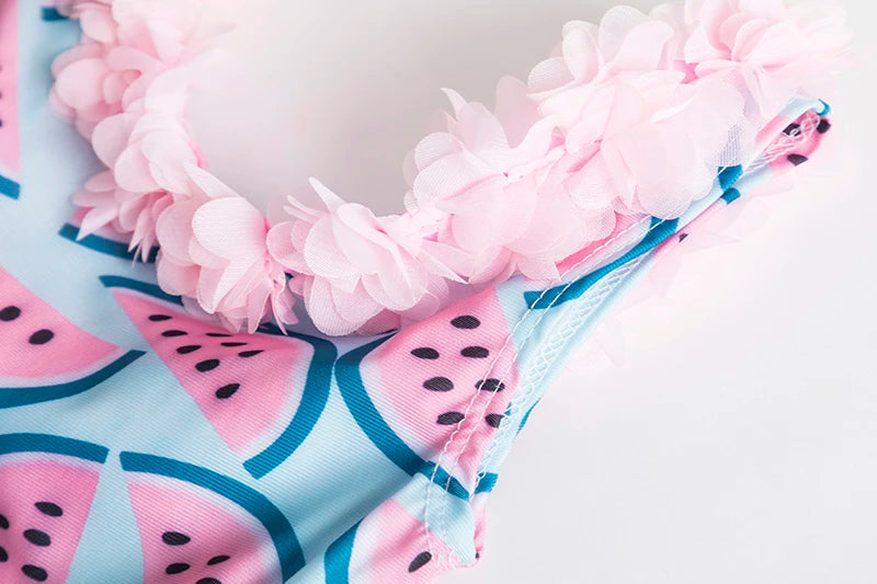 Baby Girls Swim Summer Bikini Set Cute Floral Toddler Kids Swimming Suits One-Piece Beach Wear Summer Sunbeach Swimsuit