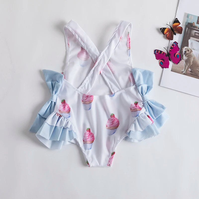 Baby Girls Swim Summer Bikini Set Cute Floral Toddler Kids Swimming Suits One-Piece Beach Wear Summer Sunbeach Swimsuit