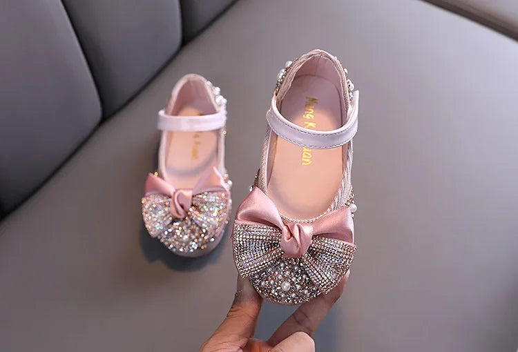 Fashion Children's Sandals 2025 Spring Summer Shining Flowers Sweet Girl Princess Shoes Dance Performance Kids Sandals