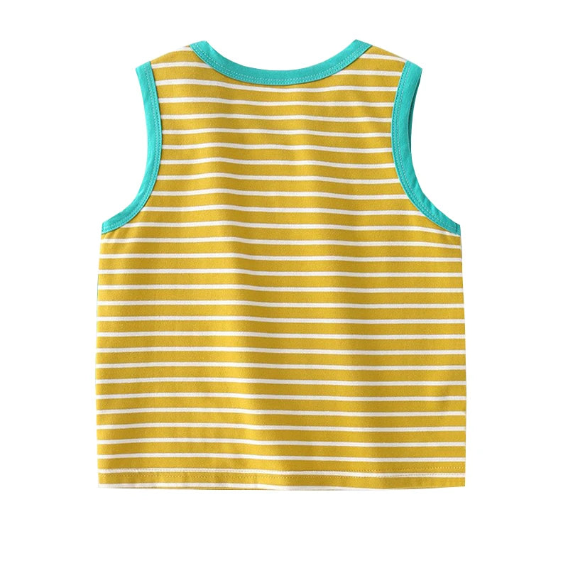 Kids Boys Girls Vest+Shorts 2-Piece Clothing Set Summer Tracksuit Baby Soft Cotton Cartoon Pajamas Home Wear Casual Clothes Suit
