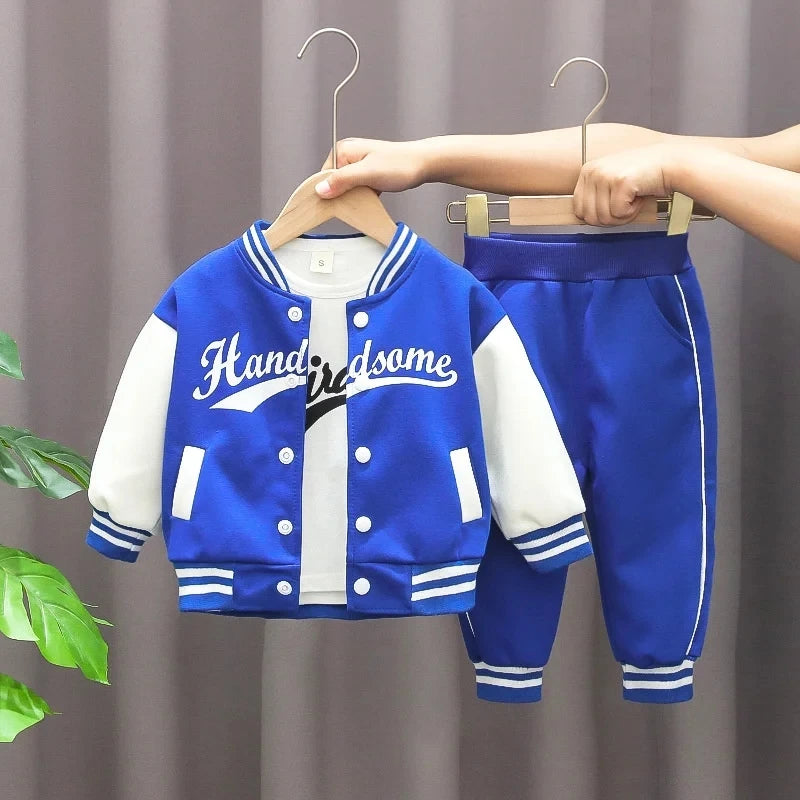 Kids Baseball Clothing Suit Boys Girls Casual Sports Sets 3 Pcs Coat Pants tripartite Spring Autumn Thin Baby Tracksuit Outfits