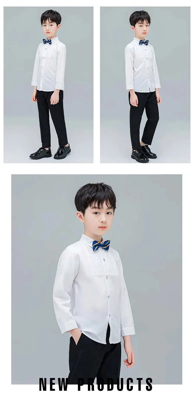 Baby Toddler Teenage Clothes School Uniform Boy Shirts White Different Sleeve Turn-down Collar Kids Shirt For Boys Children Tops