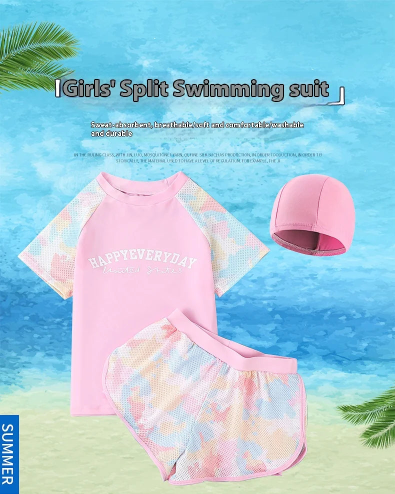 Kids Swimsuit Set Medium Big Kids Swimsuit Girls New Split Swimsuit Pants Summer Hot Springs Beach Swimsuit Swimsuit Swimsuit Se