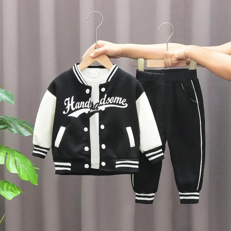 Kids Baseball Clothing Suit Boys Girls Casual Sports Sets 3 Pcs Coat Pants tripartite Spring Autumn Thin Baby Tracksuit Outfits