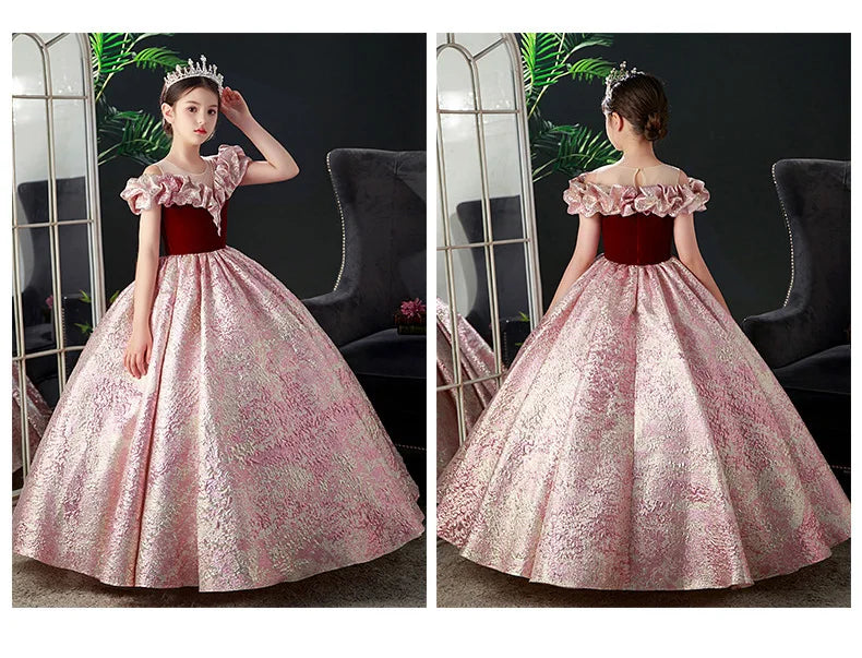 Kids Pageant Dresses for Girls 2 6 To 8 10 14 Years Children Long Dress Party Evening Elegant Luxury Gown Formal Occasion Frock