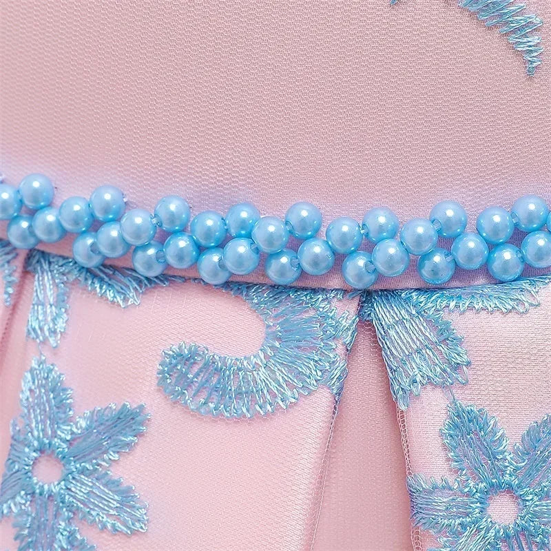 Kids Dresses for Girls 2024 New Flower Lace Princess Dresses Formal Evening Elegant Prom Gown Vintage Embroidery Luxury Dress