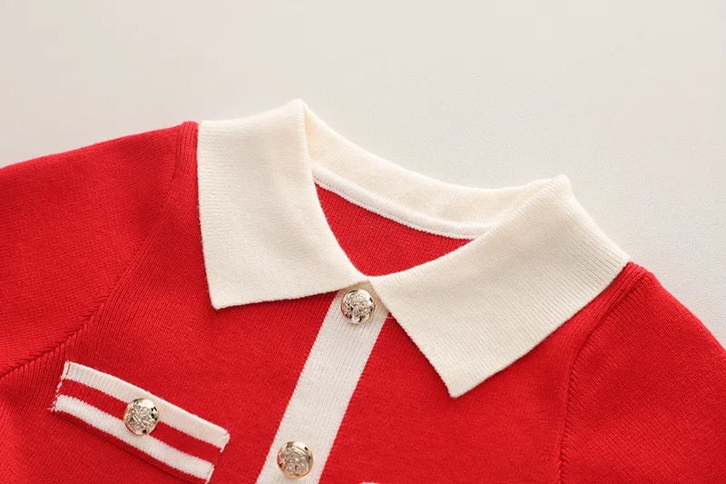 Children's Dresses Lapel Dress Stylish Slim-fit Sweater Dress Knitted Sweater Toddler Girl Winter Clothes Kids Knitwear