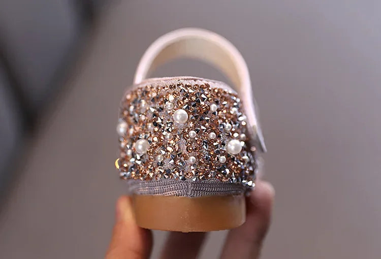 Fashion Children's Sandals 2025 Spring Summer Shining Flowers Sweet Girl Princess Shoes Dance Performance Kids Sandals