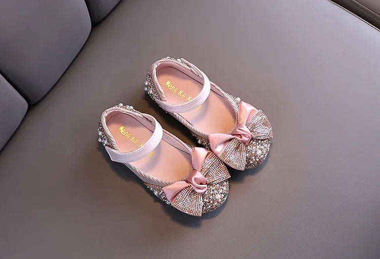 Fashion Children's Sandals 2025 Spring Summer Shining Flowers Sweet Girl Princess Shoes Dance Performance Kids Sandals