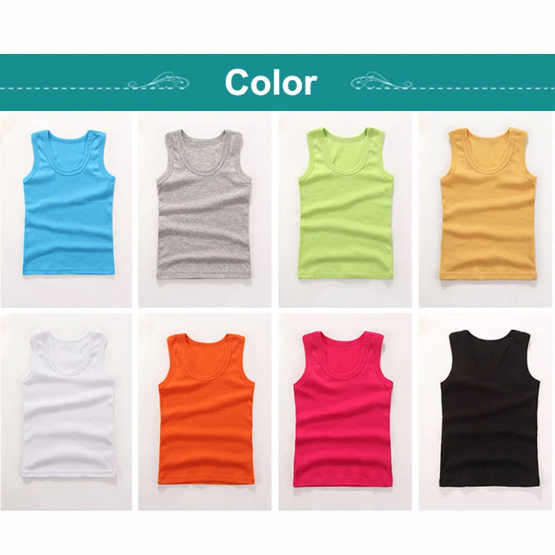 Kids Underwear Boys Vests Children Summer Vest Tops for Girls Solid Tank Top Boy Clothes Cotton Tees Sleeveless 2 to 12Y