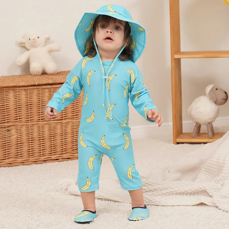 Baby Swimwear 2025 New Children's One-piece Swimsuit Sunscreen Quick-drying Bathing Suit for Kids Korean Boys Girls Surf Clothes