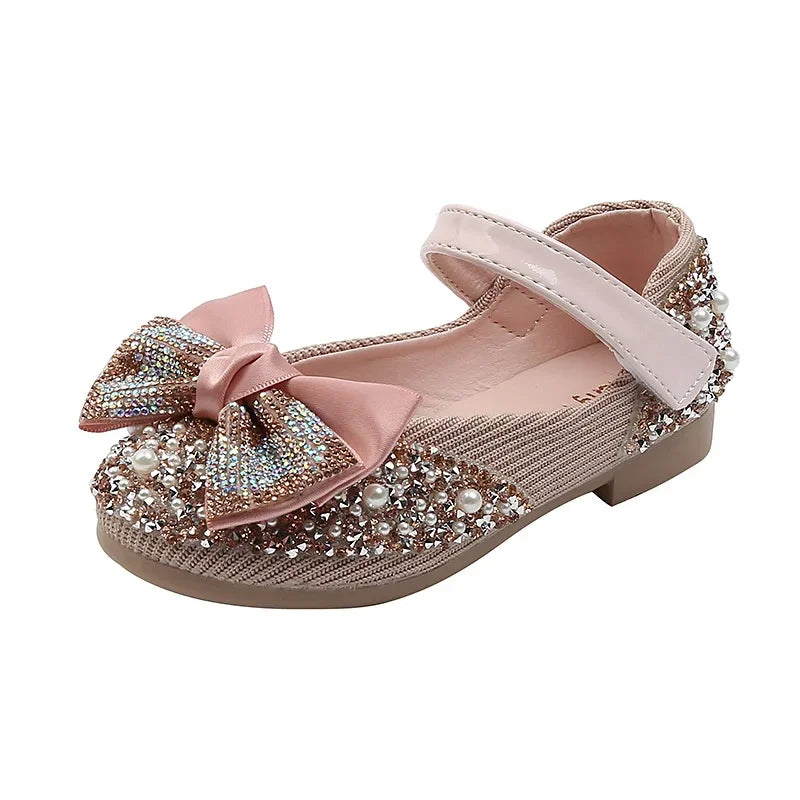 Fashion Children's Sandals 2025 Spring Summer Shining Flowers Sweet Girl Princess Shoes Dance Performance Kids Sandals