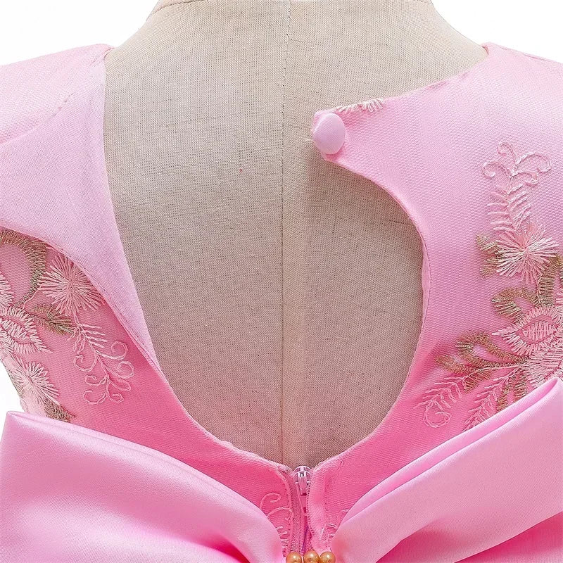 Kids Dresses for Girls 2024 New Flower Lace Princess Dresses Formal Evening Elegant Prom Gown Vintage Embroidery Luxury Dress