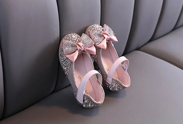 Fashion Children's Sandals 2025 Spring Summer Shining Flowers Sweet Girl Princess Shoes Dance Performance Kids Sandals