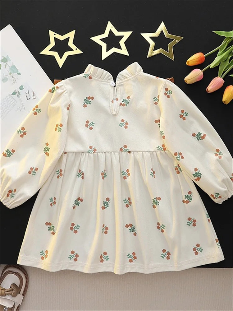 Children's Girls Dresses Spring Autumn Baby Clothes Long Sleeve Print Dresses For Girls Fashion Kids Clothing Outfit 10M-4Years