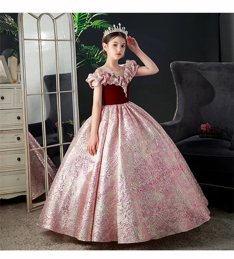 Kids Pageant Dresses for Girls 2 6 To 8 10 14 Years Children Long Dress Party Evening Elegant Luxury Gown Formal Occasion Frock