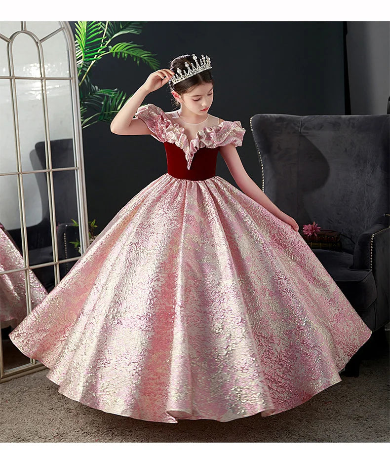 Kids Pageant Dresses for Girls 2 6 To 8 10 14 Years Children Long Dress Party Evening Elegant Luxury Gown Formal Occasion Frock