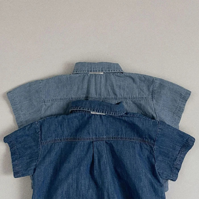 Korean Style 1-6Yrs Baby Boys Girl Clothes Set Cotton Linen Short Sleeved Cardigan+Shorts Kids Clothing Suit For Summer
