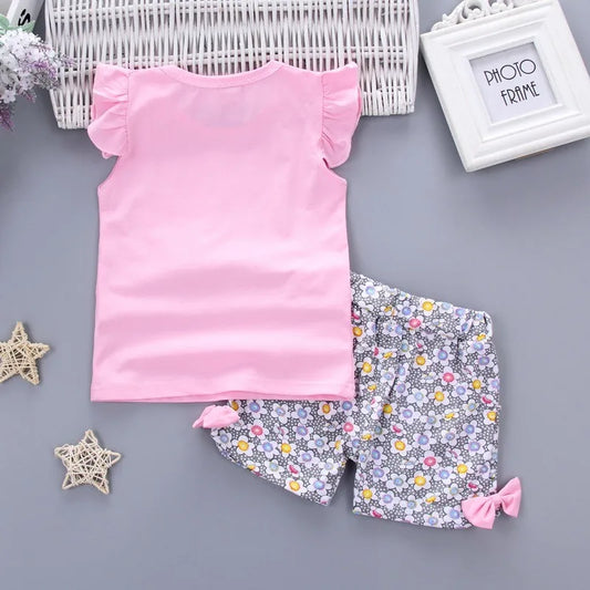 Baby Girls Clothes Sets for Kids T-shirt Tops+Short Pants Clothes Sets Toddler Girl Lollipop Printed Summer Infant Clothing Sets