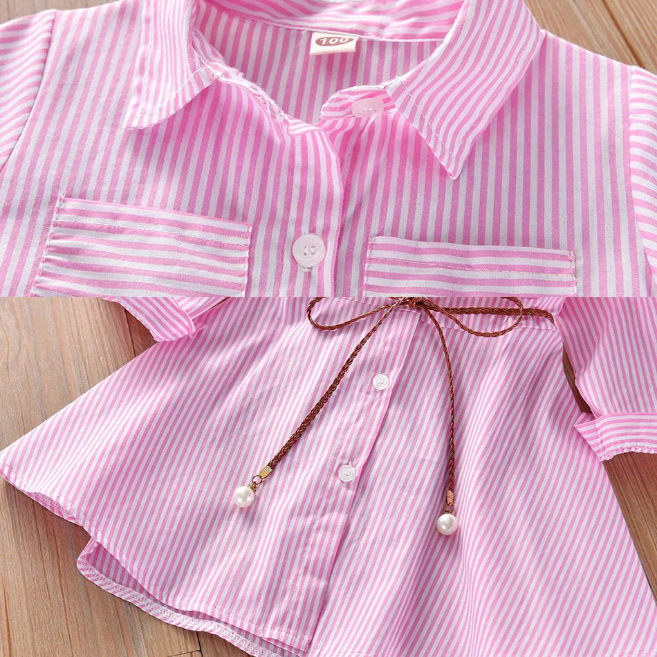 Girls Striped Shirt Dress New Fashion with Stripes Comfortable and Classic Dress for Spring and Autumn Wear Girls Casual Dresses