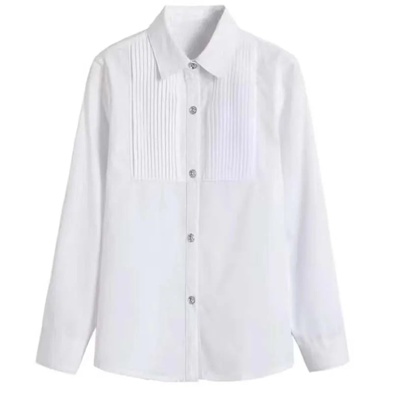 Baby Toddler Teenage Clothes School Uniform Boy Shirts White Different Sleeve Turn-down Collar Kids Shirt For Boys Children Tops