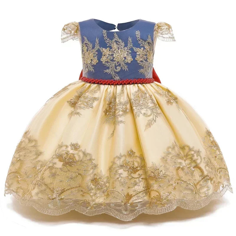 Kids Dresses for Girls 2024 New Flower Lace Princess Dresses Formal Evening Elegant Prom Gown Vintage Embroidery Luxury Dress